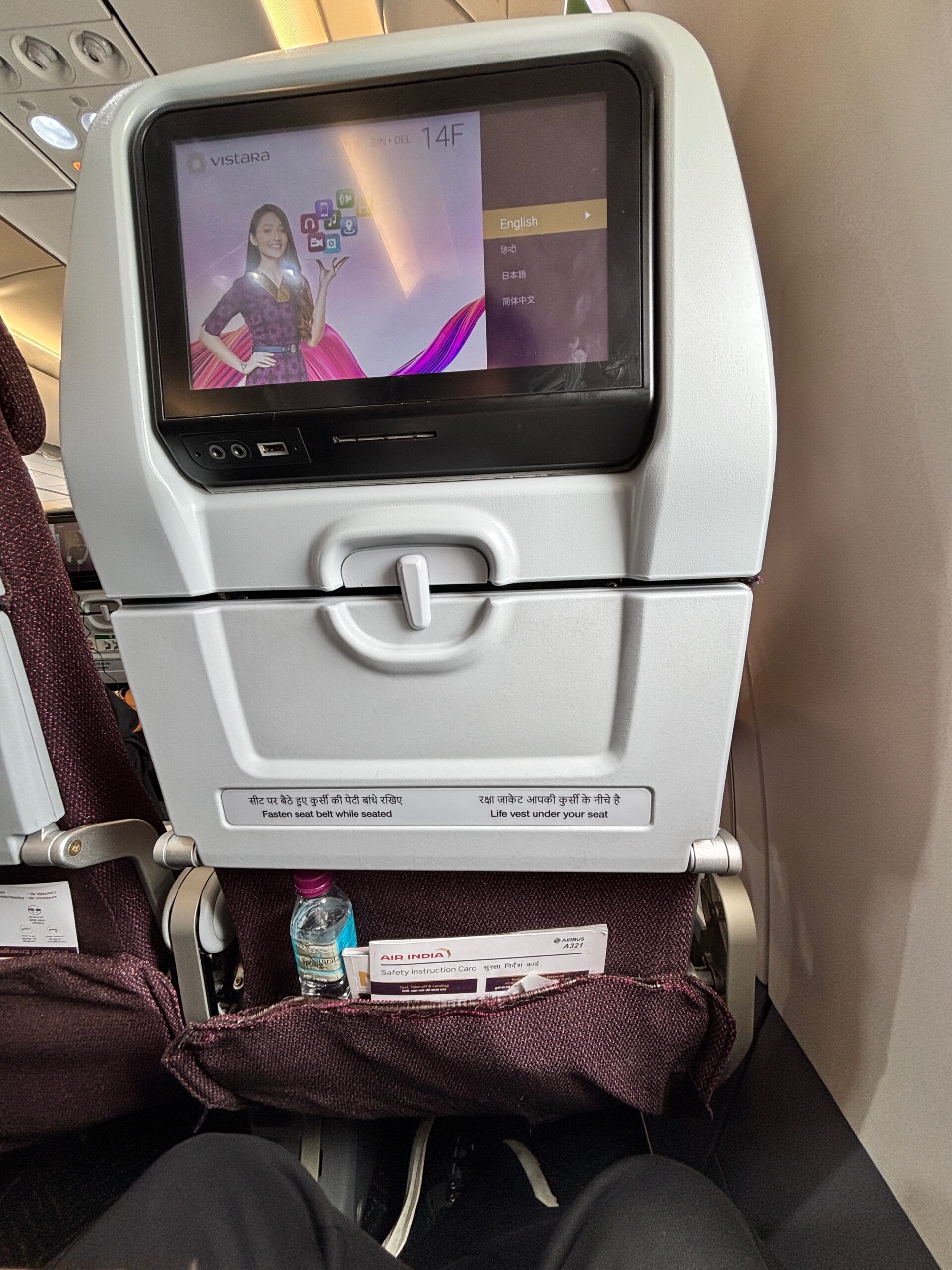 Vistara/Air India AI 383 inside (Singapore to New Delhi)