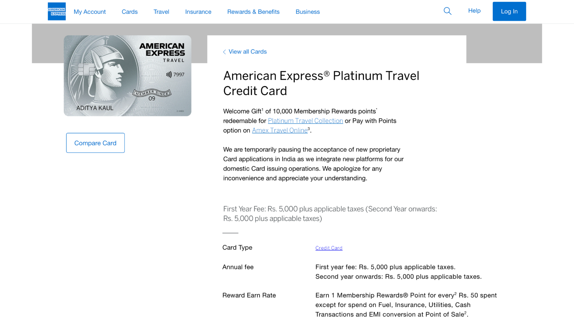 American Express Platinum Travel Credit Card