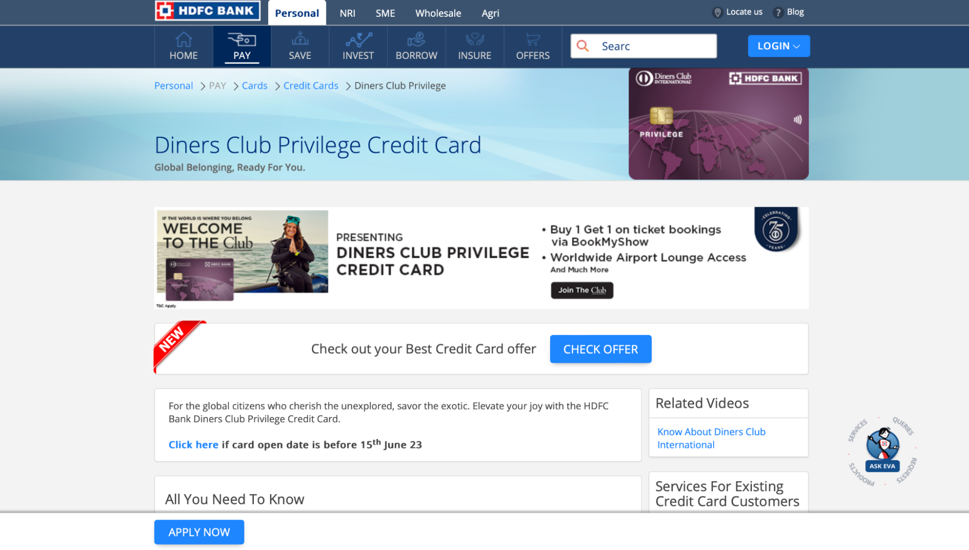 HDFC Bank Diners Club Privilege