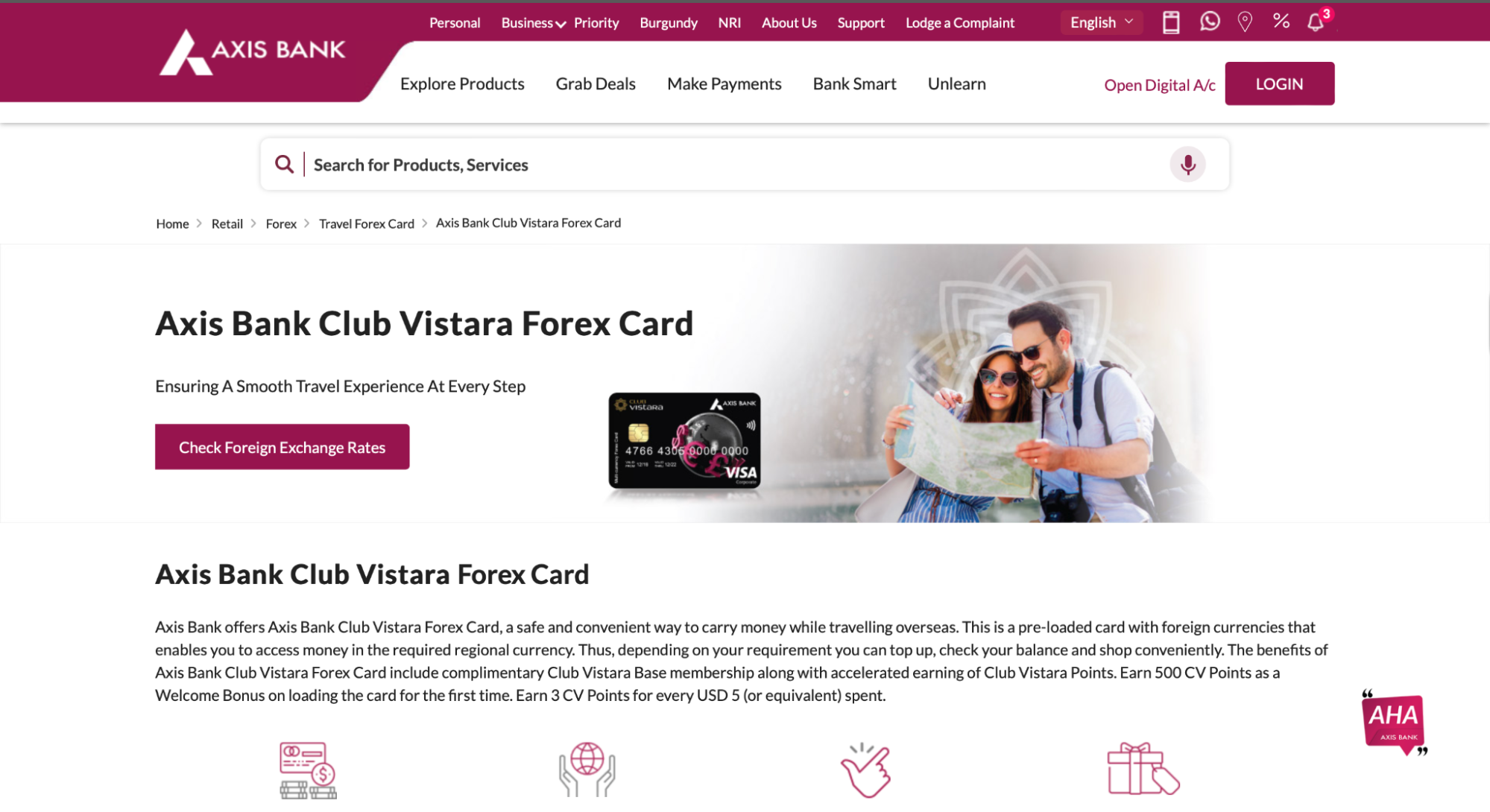 Axis Bank Vistara Forex Card